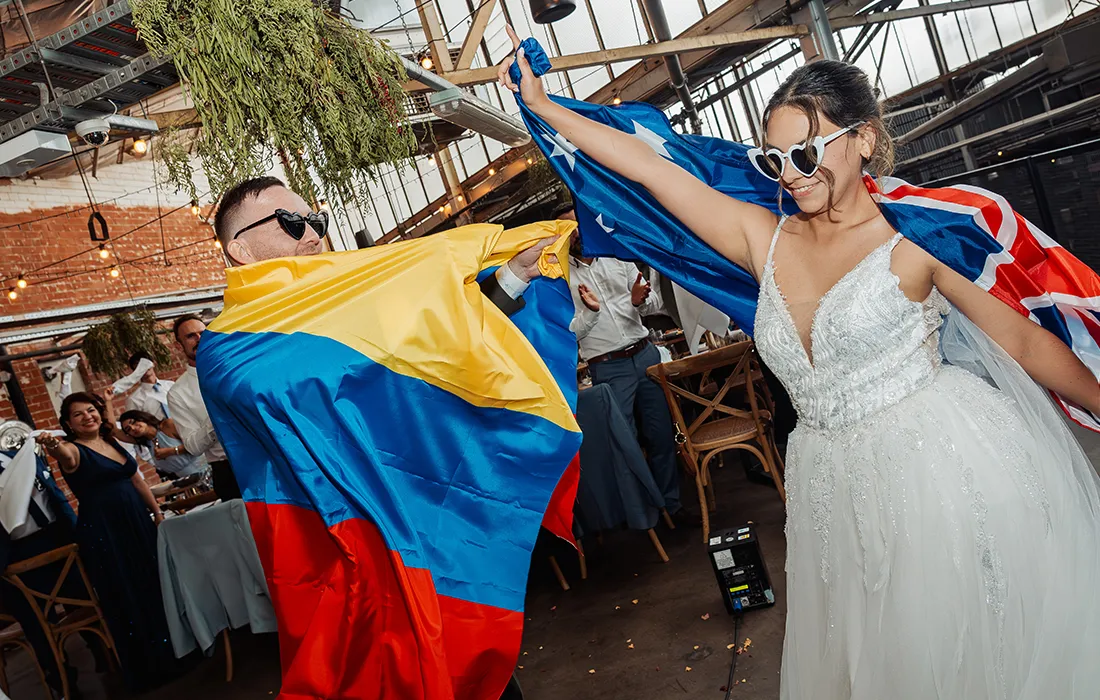 A joyful wedding reception celebration